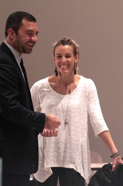 La tuffatrice italiana Tania Cagnotto sceglie le fedi nuziali nella gioielleria Damiani con il dott. Giorgio Damiani, in vista del matrimonio con Stefano Parolin(Olycom)
